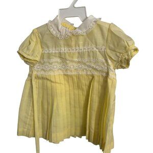 Vintage Baby Yellow Dress With Lace Details & Peter Pan Collar